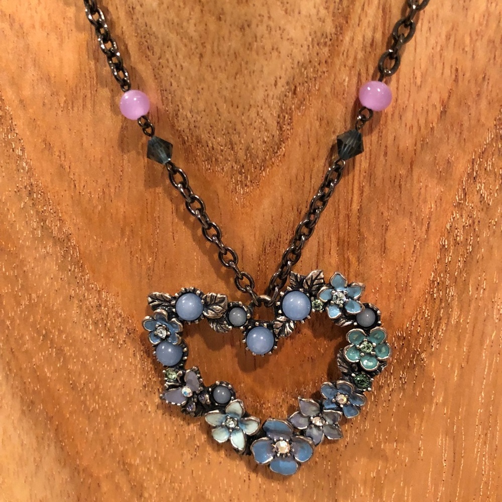 Anna Sui blue heart shaped necklace